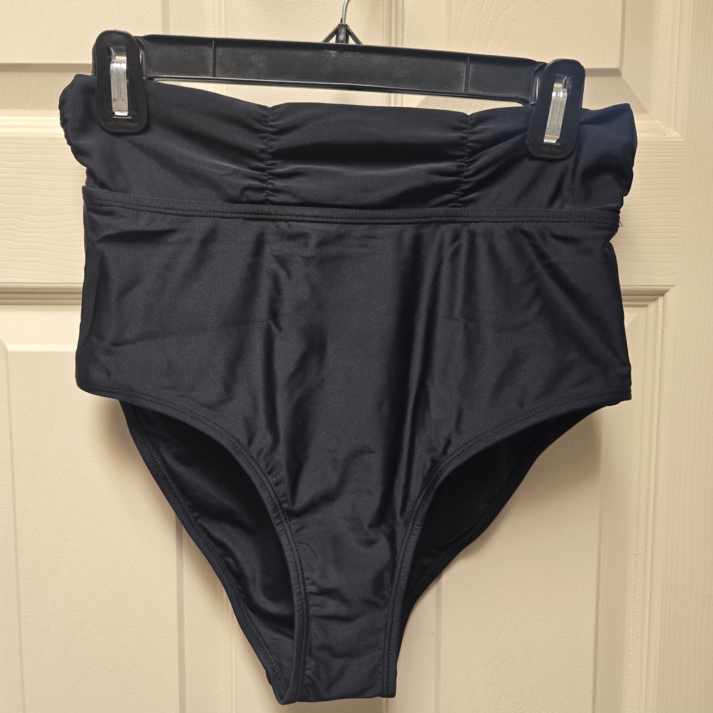 NWT Cupshe Black High Rise Bikini Bottoms With Tummy Contouring (No Top), Medium